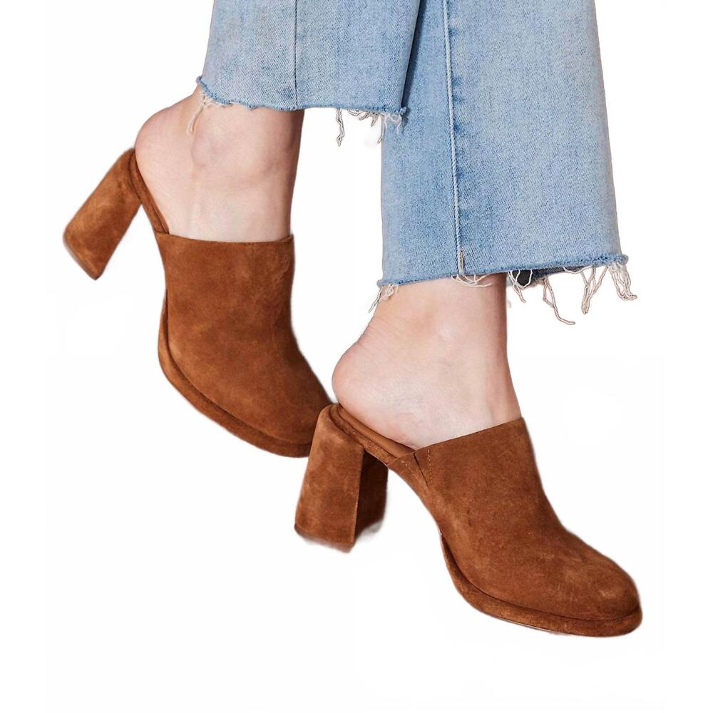 NEW SEYCHELLES women's honor suede high heel clogs in brown - Picture 10 of 10
